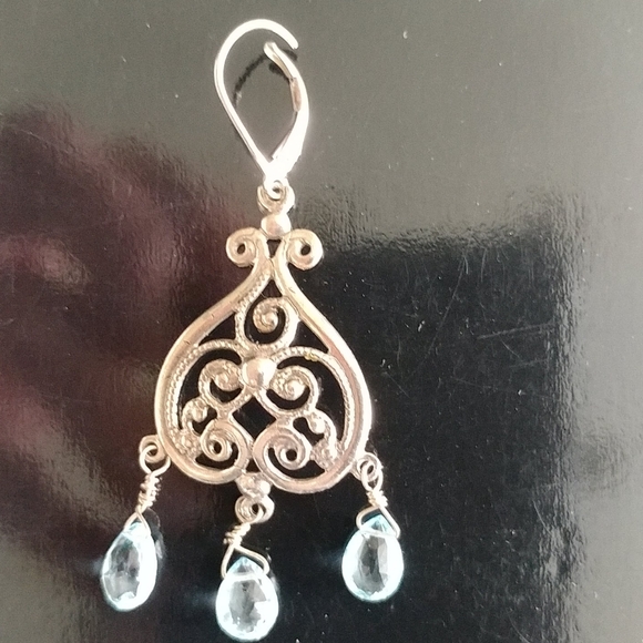 Silver earrings blue stones - Picture 2 of 2